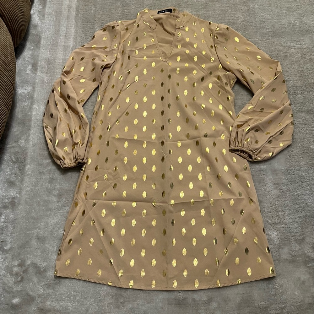 Gold long sleeve dress from Shein